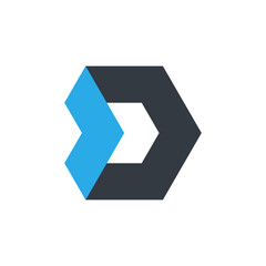 Letter D technology icon vector polygon concept