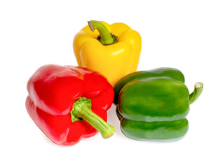 Obraz na płótnie Canvas sweet pepper, red, green, yellow paprika, isolated on white background, clipping path, full depth of field