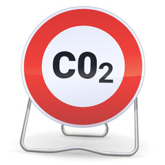  Panneau d'interdiction du CO2 sur trépied(métal et ombre)