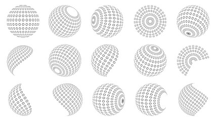 Dotted circles. Halftone effect vector elements.