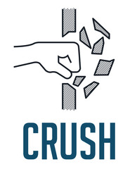 Crush concept - fist destroying wall 