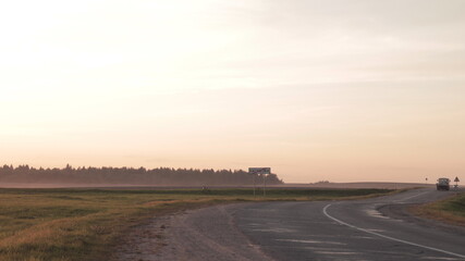 empty highway to the forest. road near the forest