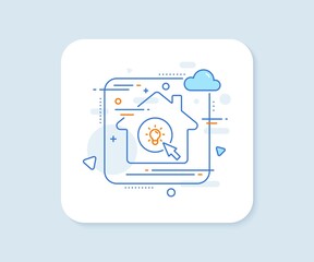 Idea lamp line icon. Abstract vector button. Mouse cursor sign. Light bulb symbol. Energy line icon. Home concept badge. Vector