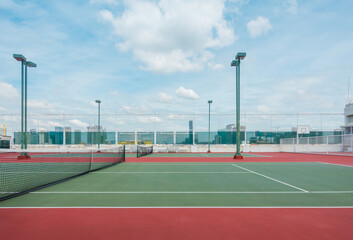 Tennis court on the roof of a building