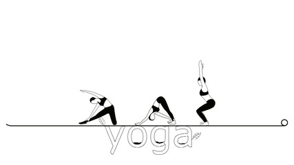  Yoga illustration and YOGA text, vector illustration.