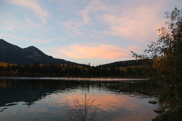 October Sunset On Patricia Lake, Jasper National Park, Alberta