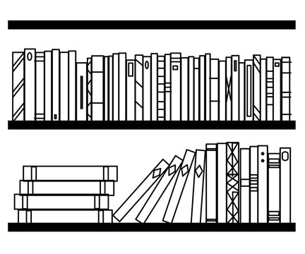 Bookshelf on a white background. Silhouette. Vector illustration.