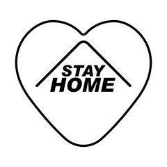 White heart stay home icon.