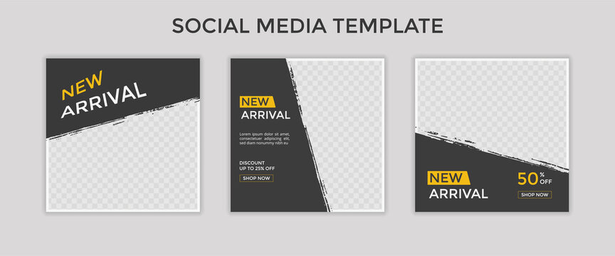 Set of Editable square banner template for ad. Suitable for social media post for promotion.