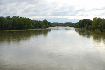Fototapeta na wymiar Vista aerea sul fiume PO