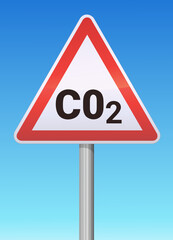 Panneau de danger CO2 et ciel bleu