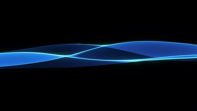 Seamless loop animation. Abstract colorful wavy background in dark blue color on black backdrop. Modern colorful wallpaper. 3d rendering.