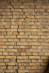 old brick craft wall of a vintage house, brick wall, background with orange brick wall
