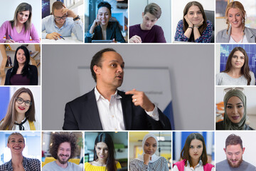 Online remote learning. Digital video conference chat with students. Teaching and learning from home during quarantine and coronavirus outbreak.