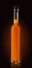 Bottle of premium alcohol, isolated on dark background. Ideal for mock-up design.