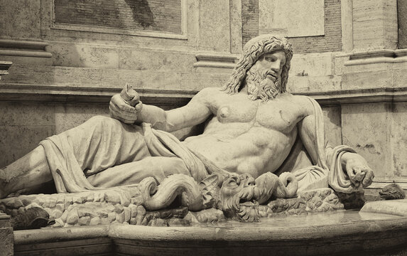 The Marforio fountain in Rome, Italy