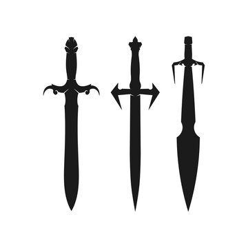 Cross swords, saber and blade logo icon flat Simple vector symbol and bonus icon
