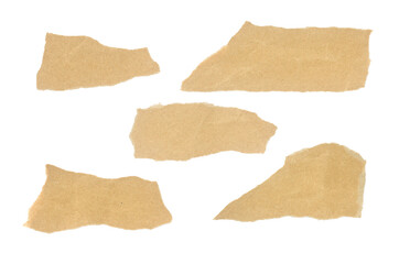 Recycled paper craft stick on a white background. Brown paper torn or ripped pieces of paper isolated on white background with clipping path.