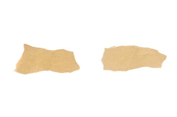 Recycled paper craft stick on a white background. Brown paper torn or ripped pieces of paper isolated on white background with clipping path.