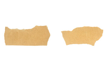 Recycled paper craft stick on a white background. Brown paper torn or ripped pieces of paper isolated on white background with clipping path.