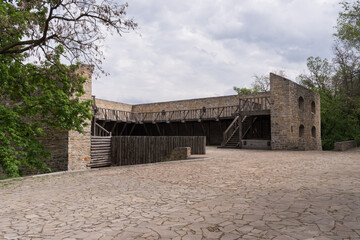 Courtyard of the old Chigirin Castle, a fortress in Ukraine