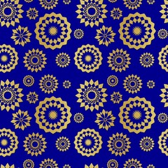 Design on Christmas paper in blue. Christmas paper for printing. Blue seamless pattern.Blue background with Christmas snowflakes...