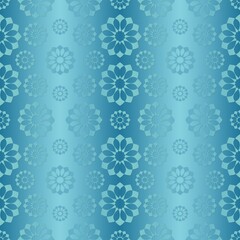 Fototapeta na wymiar Design on Christmas paper in blue. Christmas paper for printing. Blue seamless pattern.Blue background with Christmas snowflakes...