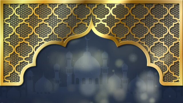 Eid Al Adha Mubarak or the Festival of Sacrifice for the Muslim community loop video clip background decorations with elegant arabesque calligraphy text particles design
