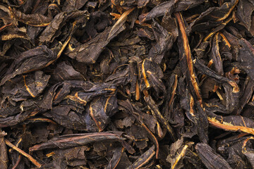 Background from large fermented dry leaves of willow-tea