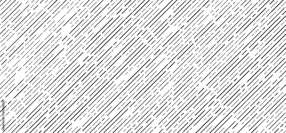 Wall mural abstract seamless black dash lines diagonal pattern on white background