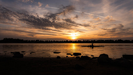 
Magnificent sunset on the Akhtuba river. Natural park "Volgo-Akhtubinskaya floodplain". Russia. Volograd region.