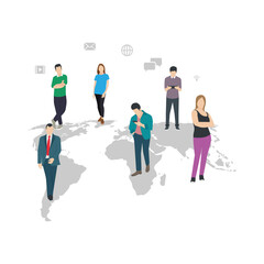 
Social chain flat illustration, social teamwork 
