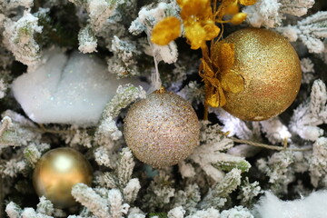 Christmas layers. Christmas decorations on the Christmas tree