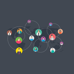 
Social chain flat illustration, social teamwork 
