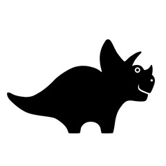 Black silhouette Triceratops dinosaur. Flat design for poster or t-shirt. Vector illustration