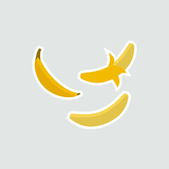 Vector set of bananas stickers isolated.