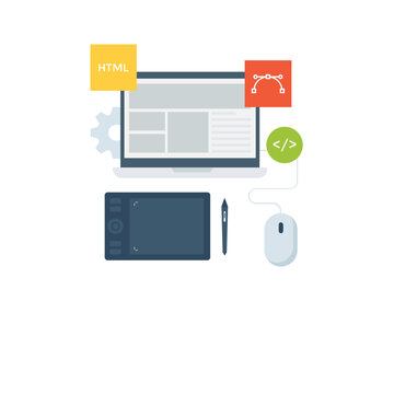 
Web page with coding, program designing illustration
