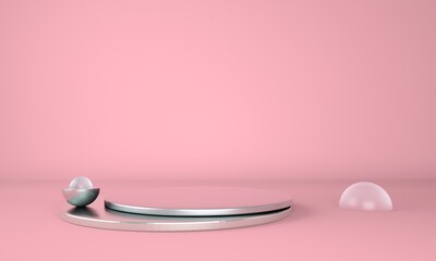 Pedestal for display, platform for design, blank product. 3D rendering.