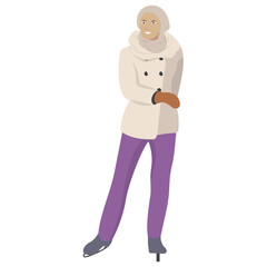 
Ice skater female avatar flat icon 
