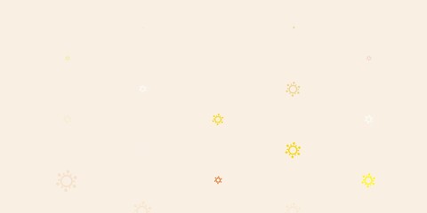 Light Orange vector pattern with coronavirus elements.