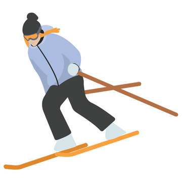 
Downhill skiing icon, winter sports
