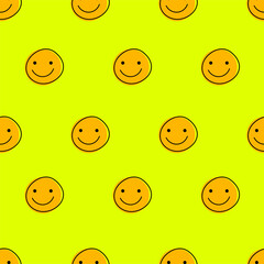 Funny faces with smiles seamless pattern