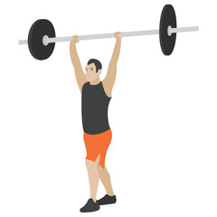 Fototapeta na wymiar Bodybuilding with weightlifting, flat icon design 