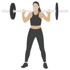 
Fitness concept, gym girl in sports outfit flat icon 

