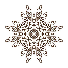 Mandala design. Simple rounded ornament. Coloring book page. Hand drawn mandala.