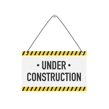 Banner for under construction. Danger sign. Construction concept. Vector illustration.