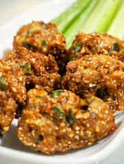 Fried pork with kaffir leaf.