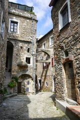 detail of small old town called Castelvecchio di Rocca Barbena in Italy