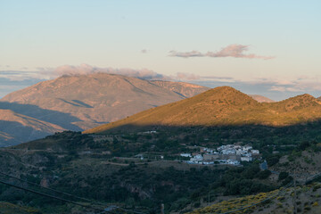 Sunrise in a mountainous landscape in southern Spain