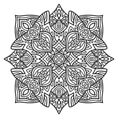 Mandala design. Simple rounded ornament. Coloring book page. Hand drawn mandala.